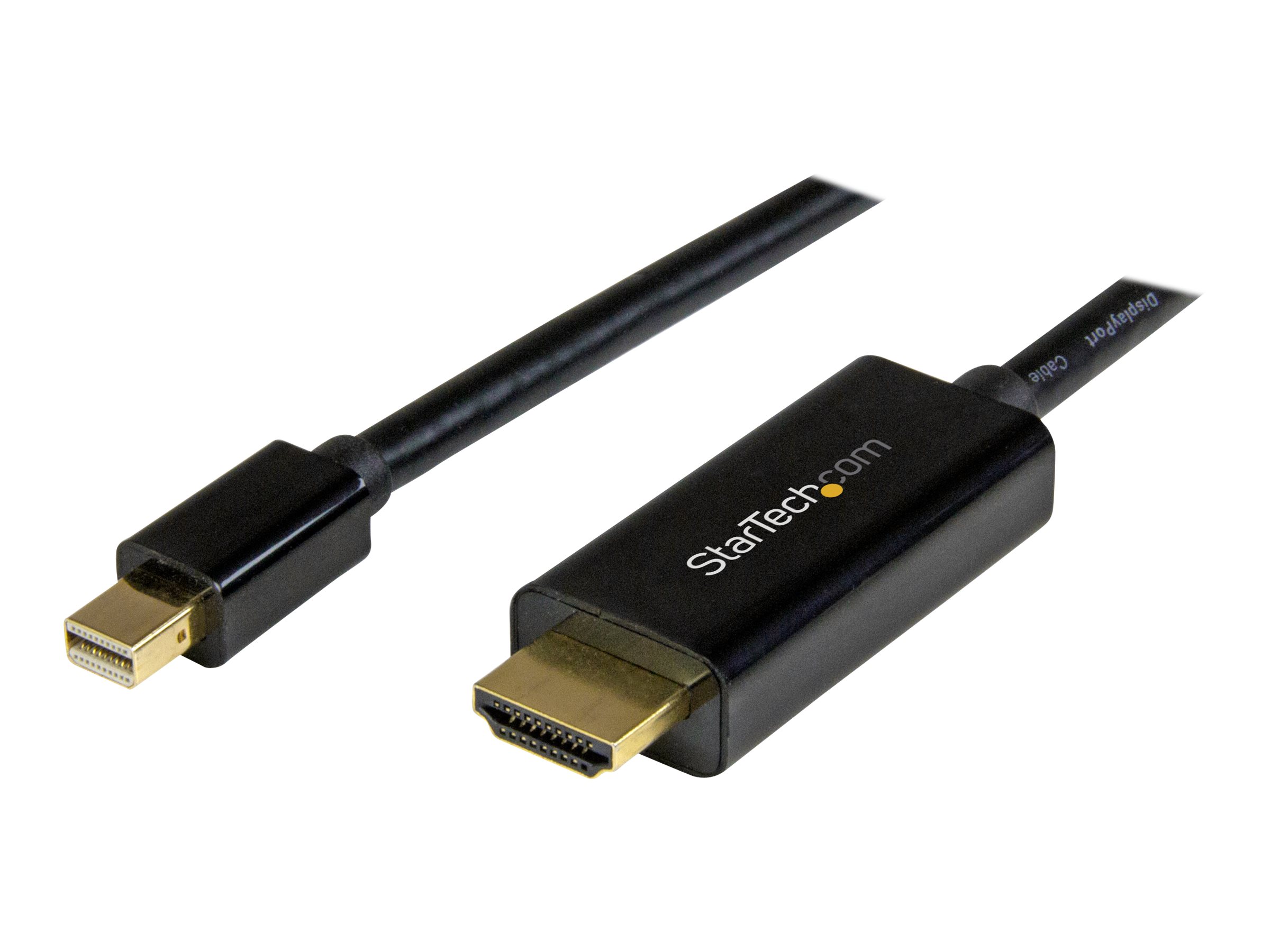 StarTech.com Câble adaptateur Mini DisplayPort vers HDMI de 1 m - Convertisseur Mini DP vers HDMI avec câble intégré - M/M - 4K - Noir - Câble adaptateur - Mini DisplayPort mâle pour HDMI mâle - 1 m - noir - support 4K - MDP2HDMM1MB - Câbles HDMI