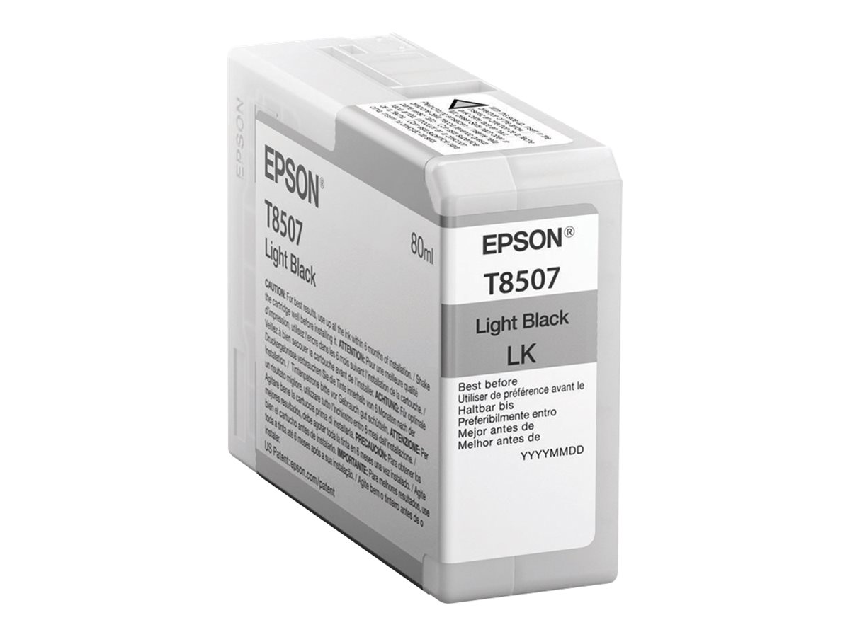 Epson T8507 - 80 ml - noir clair - original - cartouche d'encre - pour SureColor P800, P800 Designer Edition, SC-P800 - C13T850700 - Cartouches d'encre Epson