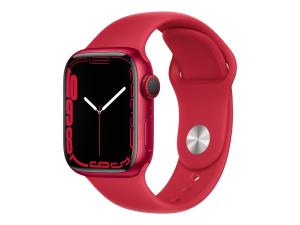 Apple Watch Series 7 (GPS + Cellular) - (PRODUCT) RED - 41 mm - aluminium rouge - montre intelligente avec bande sport - fluoroélastomère - rouge - taille du bracelet : Normal - 32 Go - Wi-Fi, Bluetooth - 4G - 32 g - MKHV3NF/A - Montres intelligentes