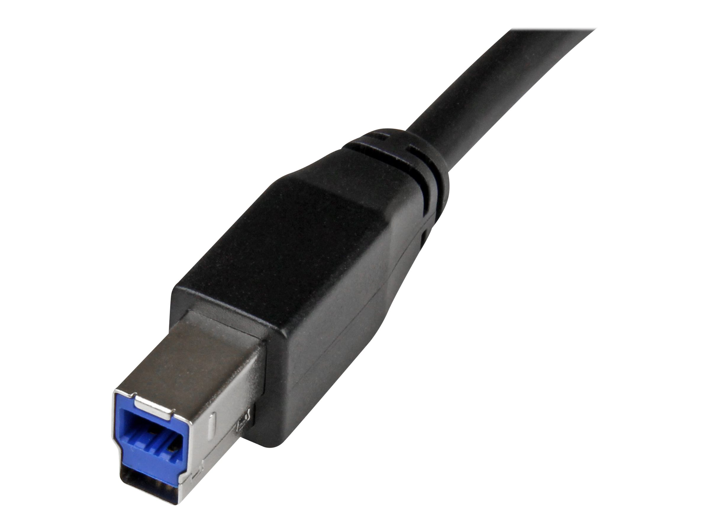 StarTech.com Câble USB 3.0 actif USB-A vers USB-B de 5 m - Cordon USB A vers B - USB 3.1 Gen 1 (5 Gb/s) - M/M - Noir - Câble USB - USB Type B (M) pour USB type A (M) - USB 3.0 - 5 m - moulé - noir - pour P/N: ST1030USBM - USB3SAB5M - Câbles USB