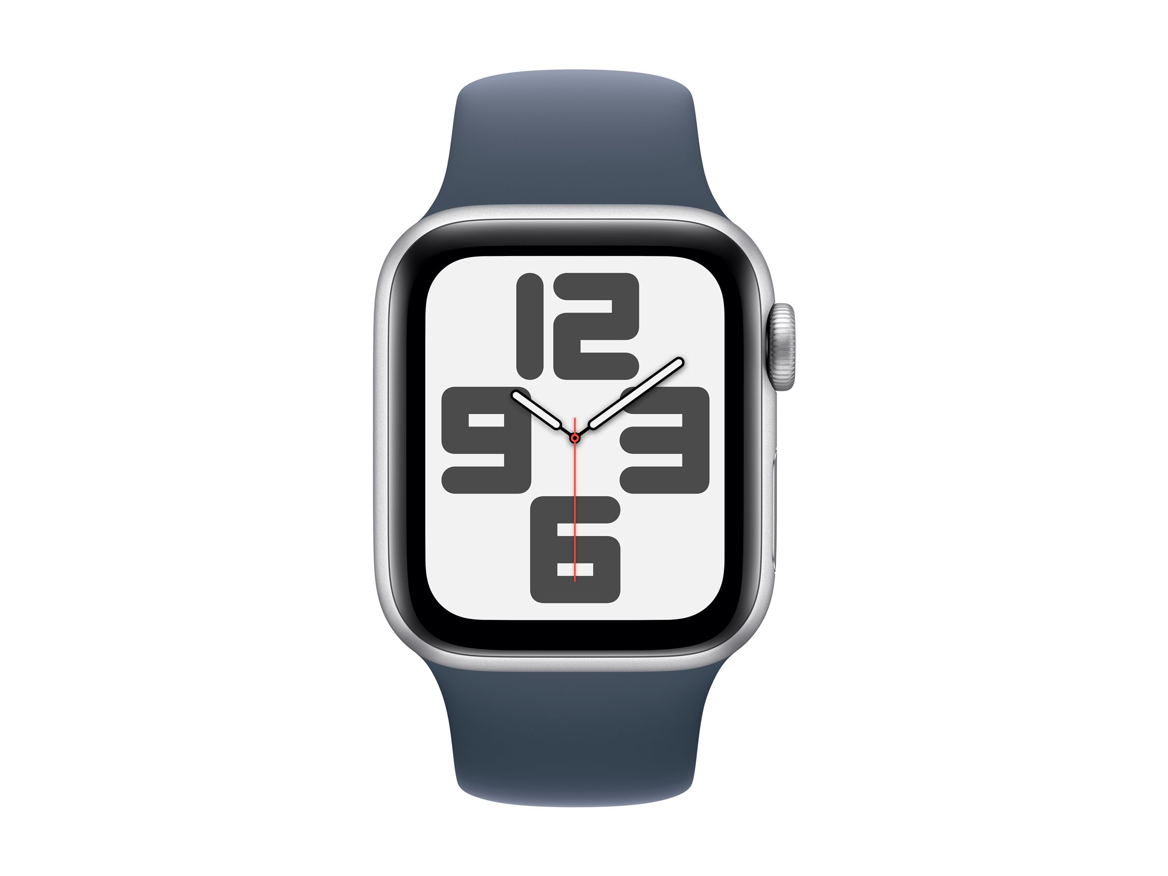 Apple Watch SE (GPS) - 2e génération - 40 mm - aluminium argenté - montre intelligente avec bande sport - fluoroélastomère - bleu orage - taille du bracelet : M/L - 32 Go - Wi-Fi, Bluetooth - 26.4 g - MRE23QF/A - Montres intelligentes