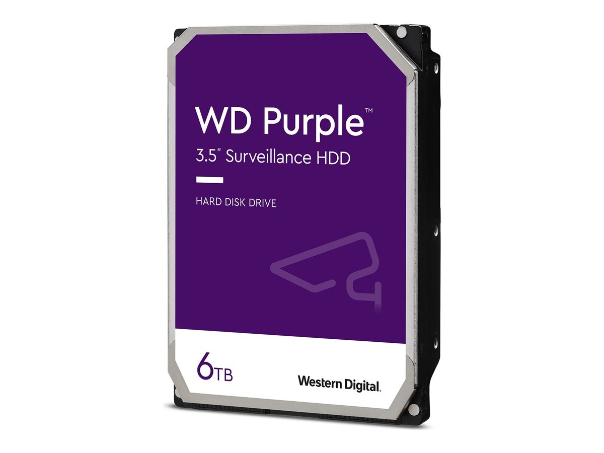 WD Purple WD64PURZ - Disque dur - 6 To - surveillance - interne - 3.5" - SATA 6Gb/s - 5400 tours/min - mémoire tampon : 256 Mo - WD64PURZ - Disques durs internes