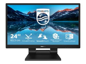 Philips B Line 242B9TL - Écran LED - 24" (24" visualisable) - écran tactile - 1920 x 1080 Full HD (1080p) @ 60 Hz - IPS - 250 cd/m² - 1000:1 - 5 ms - HDMI, DVI-D, VGA, DisplayPort - haut-parleurs - texture noire - 242B9TL/00 - Écrans d'ordinateur