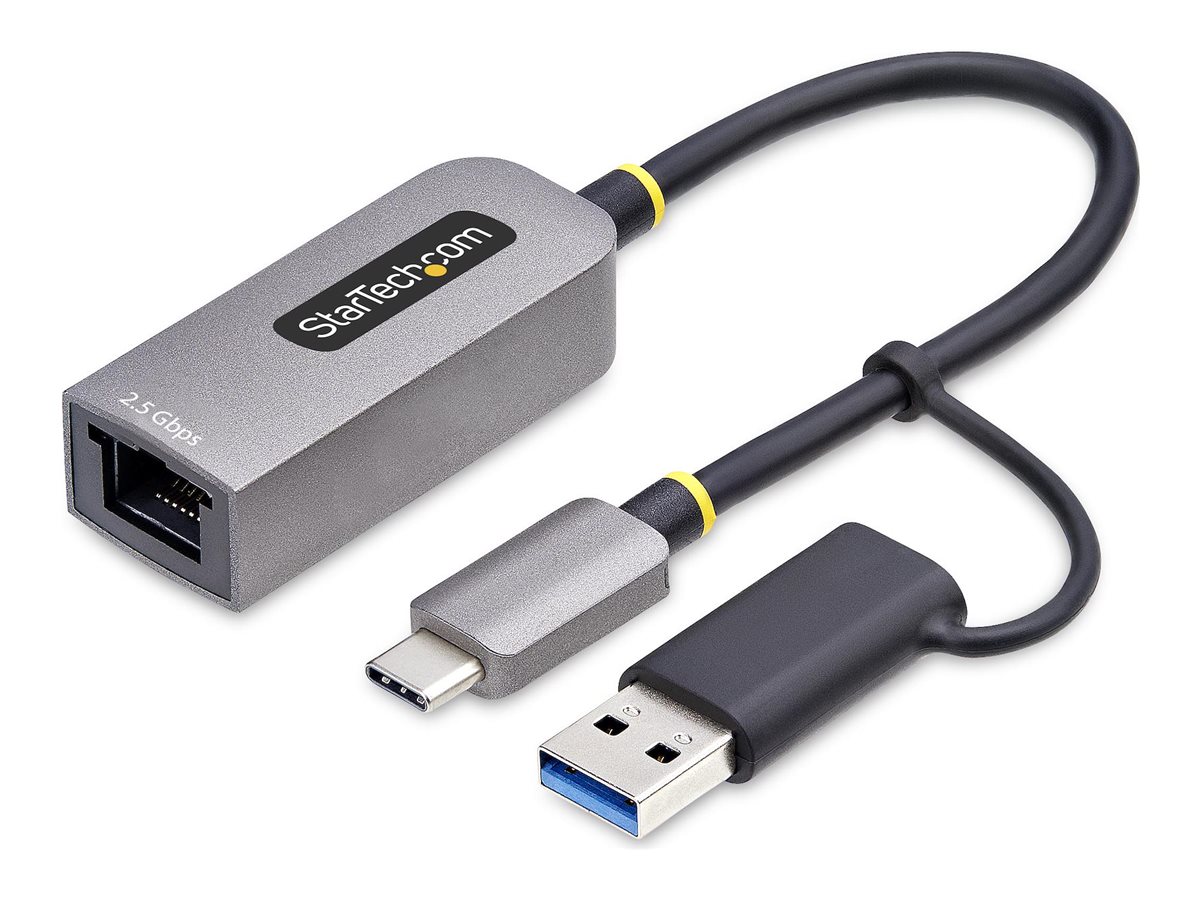 StarTech.com 2.5GbE USB-C to Ethernet Adapter with USB-A Converter - Adaptateur réseau - USB-C 3.2 Gen 1 / Thunderbolt 3 - Ethernet 10M/100M/1G/2,5 Gigabit - gris sidéral - U2GA-USB-C-ETHERNET - Cartes réseau USB