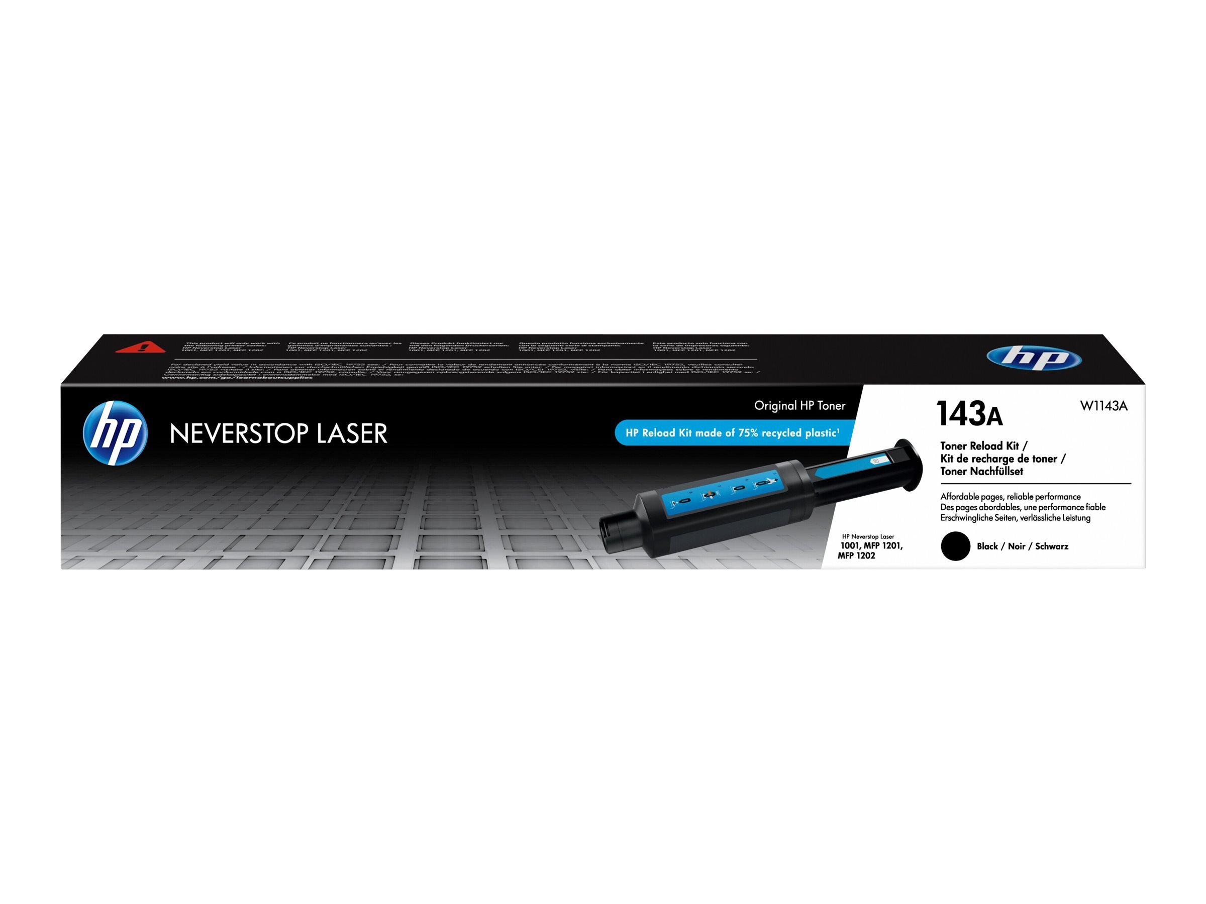 HP 143A Reload Kit - Noir - recharge de toner - pour Neverstop 1001, 1202; Neverstop Laser 1000, MFP 1200, MFP 1201, MFP 1202 - W1143A - Cartouches de toner
