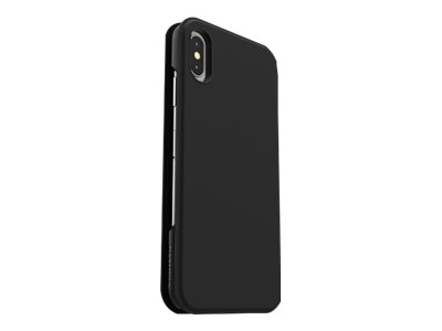 OtterBox Strada Series Via - Étui à rabat pour téléphone portable - polyuréthane, polycarbonate, caoutchouc synthétique - noir - pour Apple iPhone XS Max - 77-62737 - Coques et étuis pour téléphone portable