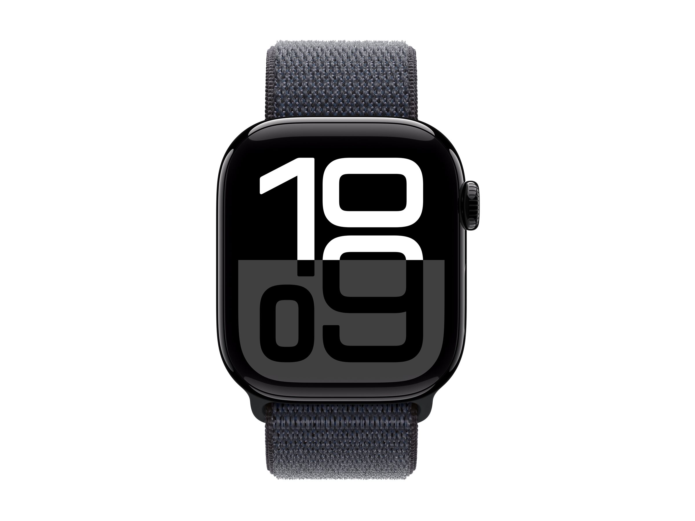 Apple Watch Series 10 (GPS + Cellular) - 42 mm - aluminium noir jais - montre intelligente avec boucle sport - deux couches de matières textiles tissées - encre - taille du poignet : 130-200 mm - 64 Go - LTE, Wi-Fi 4, UWB, Bluetooth - 4G - 29.3 g - MWX83QF/A - Montres intelligentes