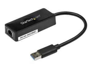 StarTech.com Adaptateur réseau USB 3.0 vers Gigabit Ethernet avec port USB intégré - Carte réseau GbE USB vers RJ45 - Noir - Adaptateur réseau - USB 3.0 - Gigabit Ethernet - noir - pour P/N: TB33A1C - USB31000SPTB - Cartes réseau