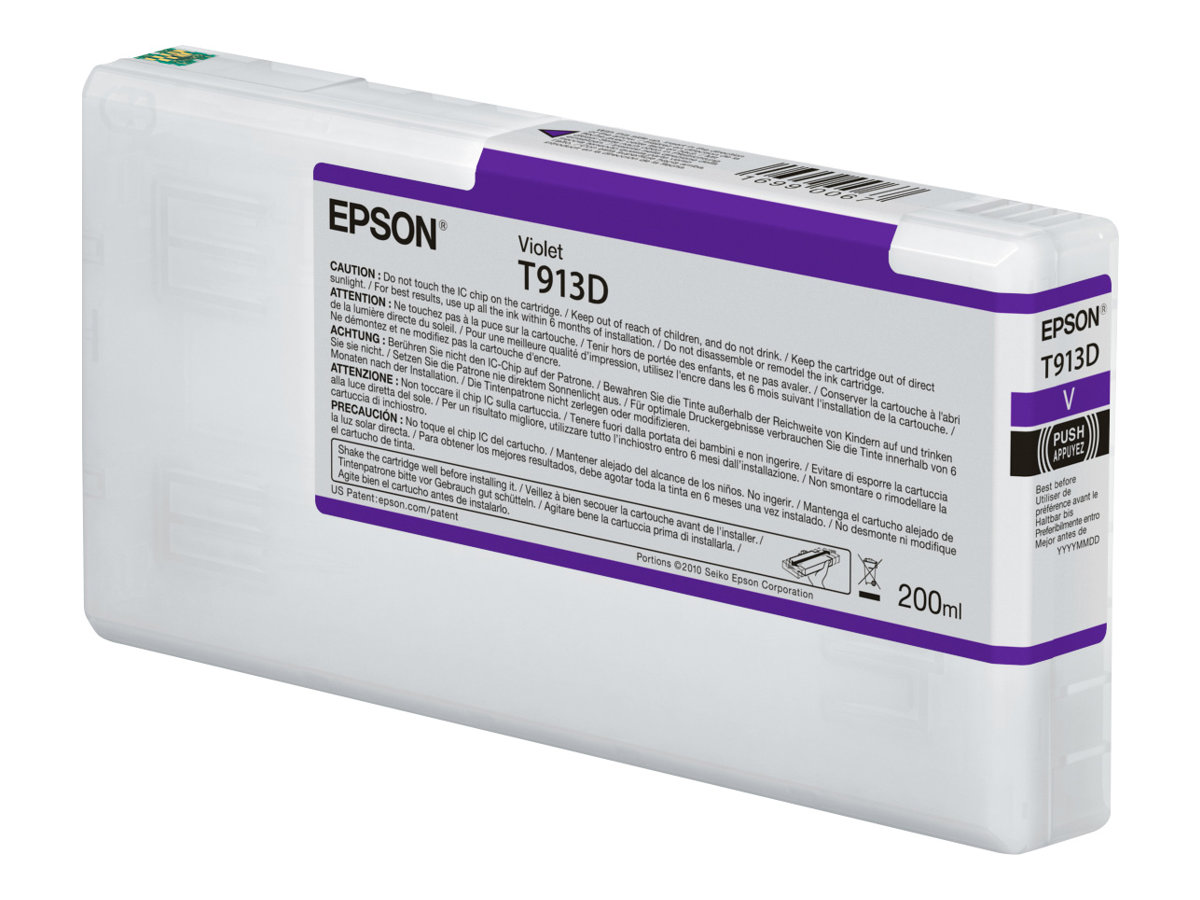 Epson T913D - 200 ml - violet - original - cartouche d'encre - pour SureColor SC-P5000 Violet, SC-P5000 Violet Spectro - C13T913D00 - Cartouches d'imprimante