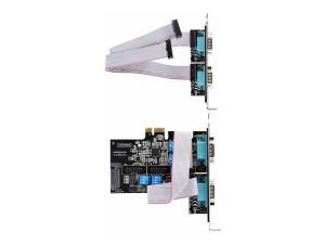 StarTech.com 4-Port Serial PCIe Card, Quad-Port PCI Express to RS232/RS422/RS485 (DB9) Serial Card, Low-Profile Bracket Incl., 16C1050 UART, TAA-Compliant, For Windows/Linux, TAA Compliant - Level-4 ESD Protection (PS74ADF-SERIAL-CARD) - Adaptateur série - PCIe profil bas - RS-232 x 4 - noir - Conformité TAA - PS74ADF-SERIAL-CARD - Adaptateurs réseau PCI-e