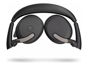 Jabra Evolve2 65 Flex MS Stereo - Micro-casque - sur-oreille - Bluetooth - sans fil - Suppresseur de bruit actif - USB-A - noir - avec socle de recharge sans fil - Certifié pour Microsoft Teams - 26699-999-989 - Écouteurs
