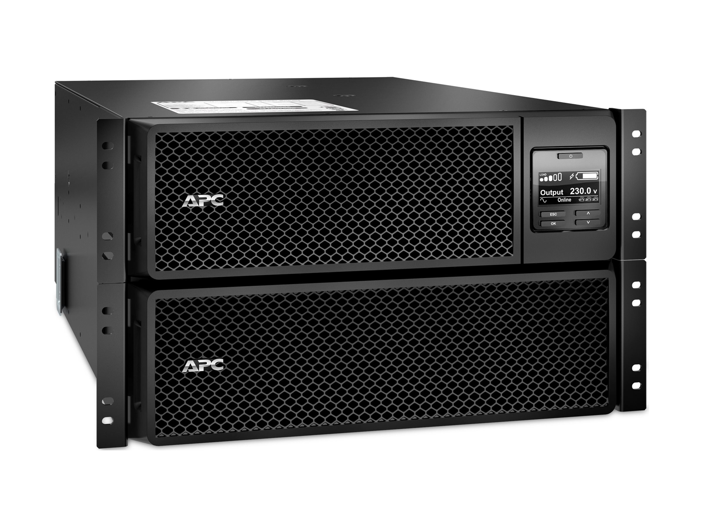 APC Smart-UPS SRT 10000VA RM - Onduleur (rack-montable) - CA 230 V - 10 kW - 10000 VA - Ethernet 10/100, USB - connecteurs de sortie : 14 - 6U - noir - pour P/N: AR2487G, AR3100W, AR3105SP, AR3105W, AR3155W, AR3305W, AR3355SP, AR3355W, NBWL0356A - SRT10KRMXLI - UPS montables sur rack