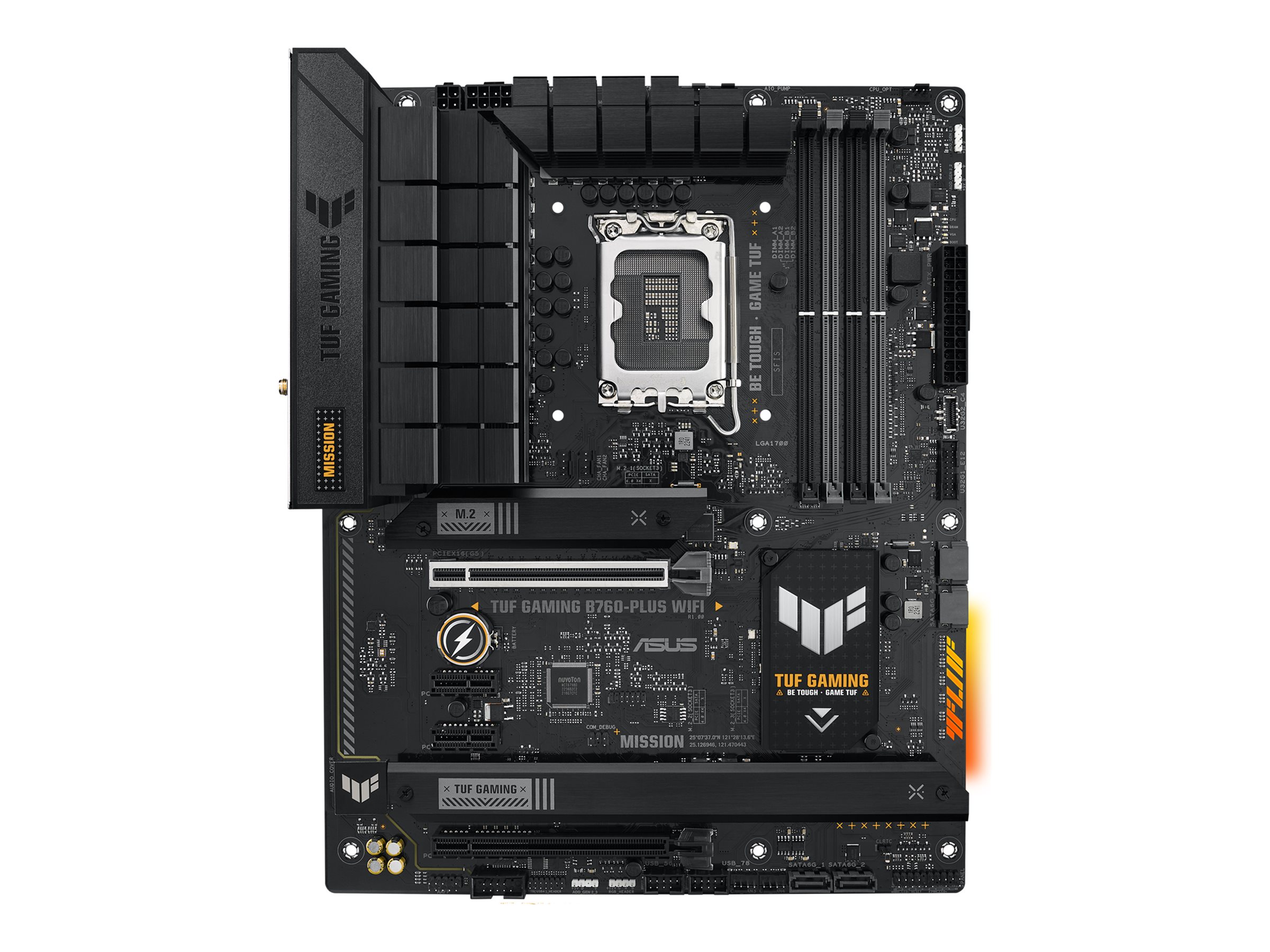 ASUS TUF GAMING B760-PLUS WIFI - Carte-mère - ATX - Socket LGA1700 - B760 Chipset - USB-C 3.2 Gen 2x2, USB 3.2 Gen 2, USB 3.2 Gen 1, USB-C 3.2 Gen2 - 2.5 Gigabit LAN, Wi-Fi 6, Bluetooth - carte graphique embarquée (unité centrale requise) - audio HD (8 canaux) - 90MB1ER0-M1EAY0 - Cartes mères (pour processeurs Intel)