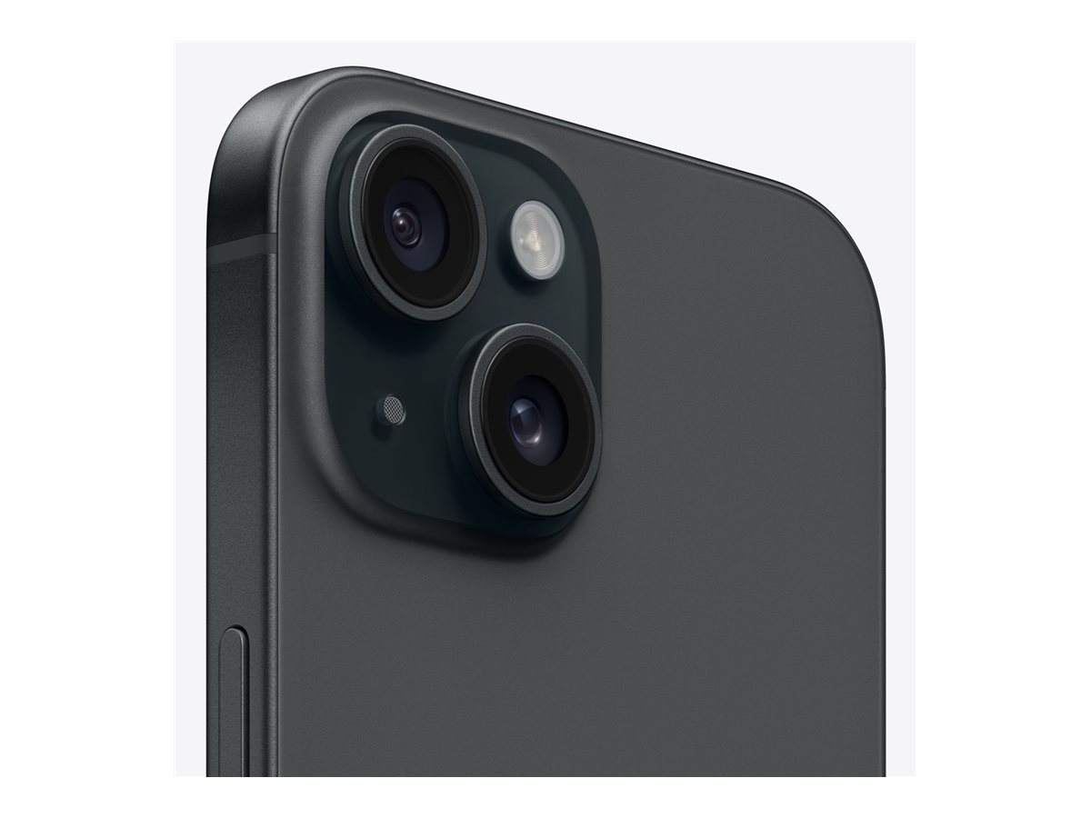 Apple iPhone 15 - 5G smartphone - double SIM / Mémoire interne 128 Go - écran OEL - 6.1" - 2556 x 1179 pixels - 2x caméras arrière 48 MP, 12 MP - front camera 12 MP - noir - MTP03ZD/A - iPhone
