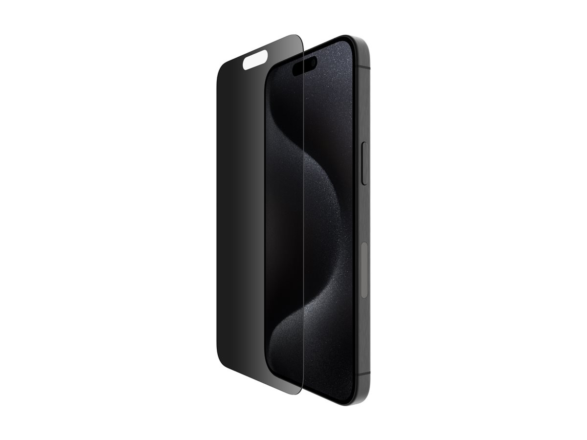 Belkin ScreenForce Pro - Protection d'écran pour téléphone portable - 2.5D - verre - avec filtre de confidentialité - verre - pour Apple iPhone 15 Pro Max - OVA150ZZ - Accessoires pour téléphone portable