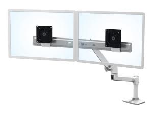 Ergotron LX - Kit de montage (bras articulé, 2 pivots, arc double affichage, base, pince de bureau 2 pièces, poteau 8", extension) - pour 2 écrans LCD - direct double - blanc - Taille d'écran : jusqu'à 25 pouces - 45-489-216 - Accessoires pour écran