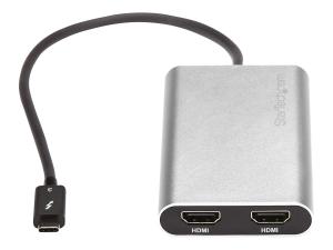 StarTech.com Adaptateur Thunderbolt 3 vers double HDMI - Compatible Windows et Mac - 4K 60 Hz (TB32HD24K60) - Câble adaptateur - 24 pin USB-C mâle pour HDMI femelle - 28.4 m - argent - actif, support 4K60Hz (4096 x 2160) - pour P/N: TB33A1C - TB32HD24K60 - Accessoires pour téléviseurs