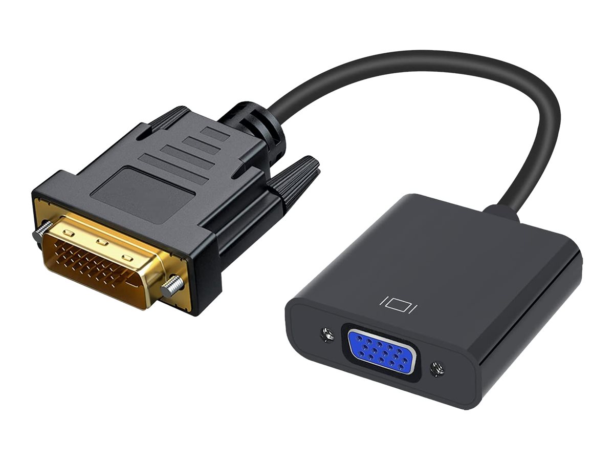 DLH - Adaptateur vidéo - DVI (M) pour 15 pin D-Sub (DB-15) (F) - 25 cm - vis moletées, support 1080 p 60 Hz - noir - DY-TU4724 - Câbles vidéo