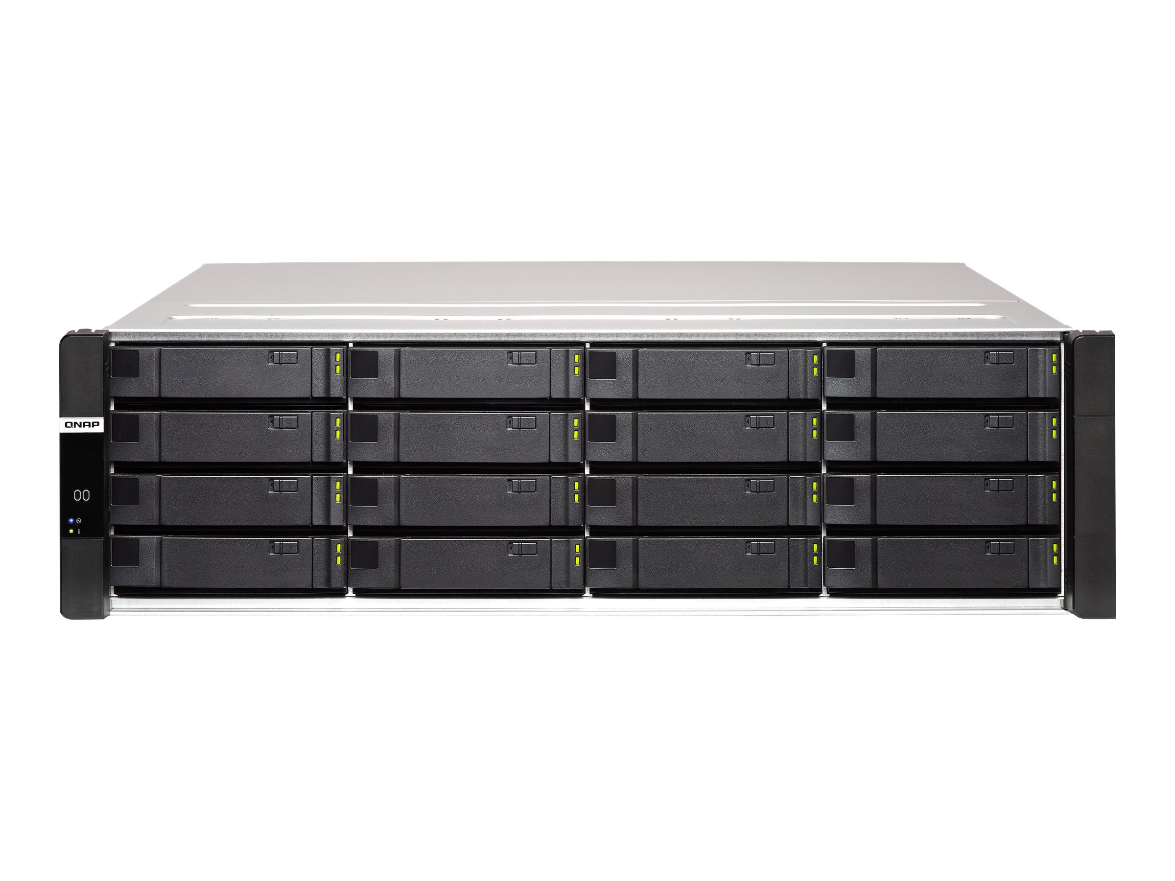 QNAP ES1686DC - Serveur NAS - 16 Baies - rack-montable - SAS 12Gb/s - RAID RAID 0, 1, 5, 6, 10, JBOD, disque de réserve 5, 6 disques de secours, disque de réserve 10, disque de réserve 1 - RAM 64 Go - Gigabit Ethernet / 10 Gigabit Ethernet - iSCSI support - 3U - ES1686DC-2123IT-64G - NAS