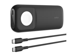 Belkin BoostCharge Pro - Banque d'alimentation sans fil - 10000 mAh - 20 Watt - PD 3.0, Fast Charge (magnétique, 24 pin USB-C) - sur le câble : USB-C - noir - BPD005BTBK - Batteries et adaptateurs d'alimentation pour téléphone cellulaire