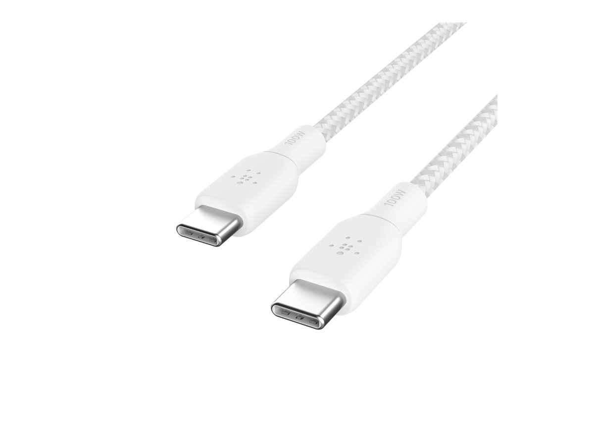 Belkin BOOST CHARGE - Câble USB - 24 pin USB-C (M) pour 24 pin USB-C (M) - 3 m - blanc - CAB014BT3MWH - Câbles USB