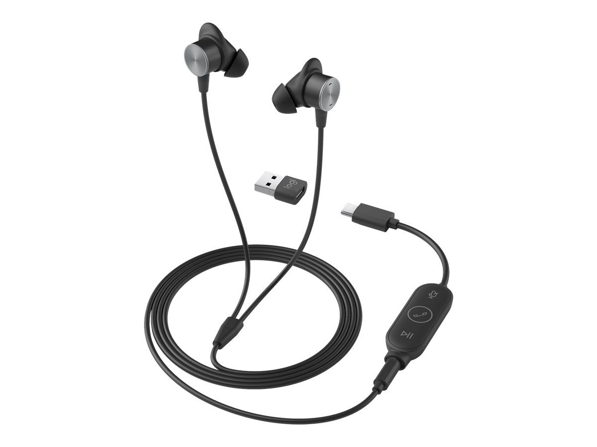 Logitech Zone Filaire Earbuds - Micro-casque - intra-auriculaire - filaire - jack 3,5mm - isolation acoustique - rose - Optimisé pour la CU - 981-001135 - Écouteurs