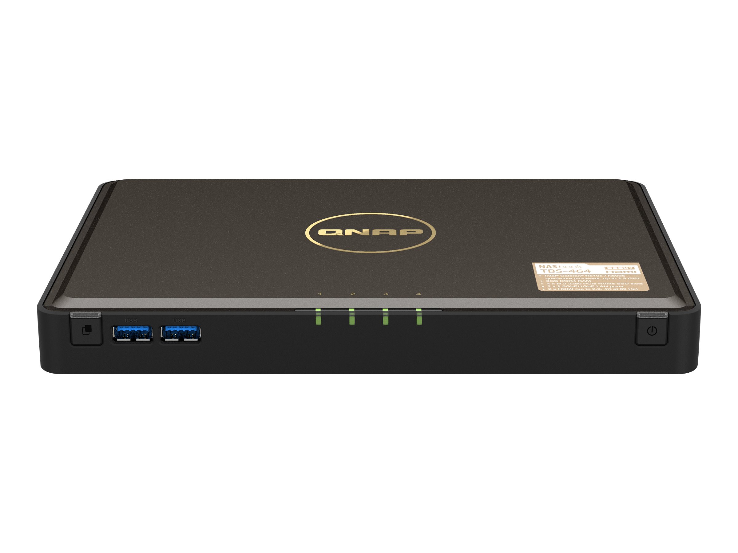 QNAP TBS-464 NASbook - Serveur NAS - 4 Baies - RAID RAID 0, 1, 5, 6, 10 - RAM 8 Go - 2.5 Gigabit Ethernet - iSCSI support - TBS-464-8G - NAS