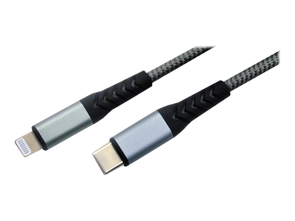 MCL - Câble Lightning - 24 pin USB-C mâle pour Lightning mâle - 1 m - gris - USB Power Delivery (60W) - MC923-1C/LIZ-1M - Accessoires pour systèmes audio domestiques