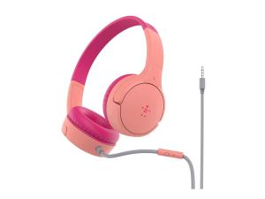 Belkin SoundForm Mini - Écouteurs avec micro - sur-oreille - filaire - jack 3,5mm - rose - AUD004BTPK - Écouteurs