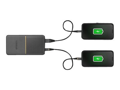 OtterBox - Banque d'alimentation - 20000 mAh - 18 Watt - 3 A - Apple Fast Charge, Huawei Fast Charge, PE 2.0+, PD 3.0, QC 3.0, AFC, SFCP - 2 connecteurs de sortie (USB, 24 pin USB-C) - sur le câble : USB, USB-C - noir crépuscule - 78-80642 - Adaptateurs électriques et chargeurs