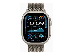 Apple Watch Ultra 2 - 49 mm - titanium naturel - montre intelligente avec boucle milanaise - taille du bracelet : S - 64 Go - LTE, Wi-Fi 4, UWB, Bluetooth - 4G - 61.4 g - MX4M3NF/A - Montres intelligentes