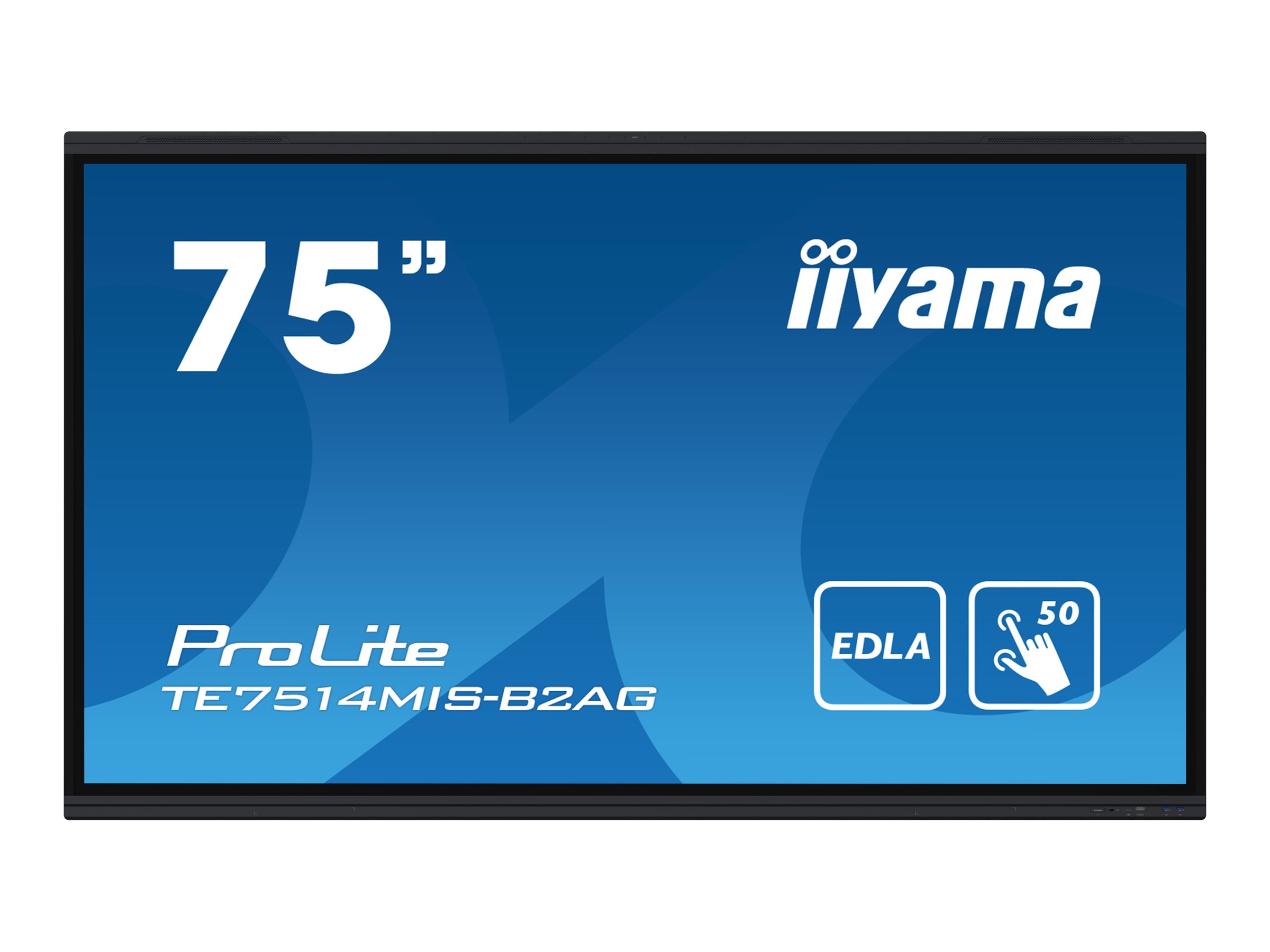 iiyama ProLite TE7514MIS-B2AG - Classe de diagonale 75" écran LCD rétro-éclairé par LED - signalétique numérique interactive - avec écran tactile (multi-touch) / ensemble de 8 microphones / possibilité de PC encastré en option - 4K UHD (2160p) 3840 x 2160 - noir mat - TE7514MIS-B2AG - Écrans de signalisation numérique