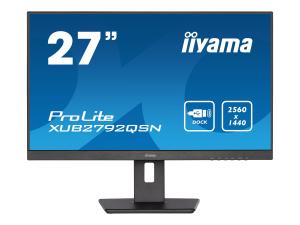 iiyama ProLite XUB2792QSN-B5 - Écran LED - 27" - 2560 x 1440 WQHD @ 75 Hz - IPS - 350 cd/m² - 1000:1 - 4 ms - HDMI, DisplayPort, USB-C - haut-parleurs - noir mat - XUB2792QSN-B5 - Écrans d'ordinateur