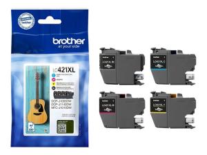 Brother LC421XL - Pack de 4 - XL - noir, jaune, cyan, magenta - original - cartouche d'encre - pour Brother DCP-J1140DW, MFC-J1010DW, MFC-J1012DW - LC421XLVAL - Cartouches d'encre Brother