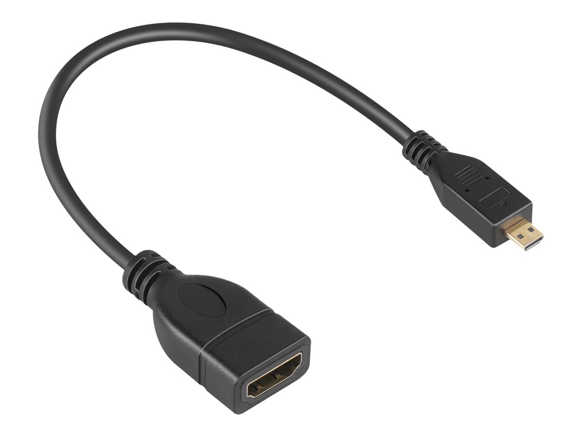 DLH - Adaptateur HDMI - HDMI femelle pour 19 pin micro HDMI Type D mâle - 16 cm - noir - support 1080 p 60 Hz - DY-TU4731 - Accessoires pour systèmes audio domestiques