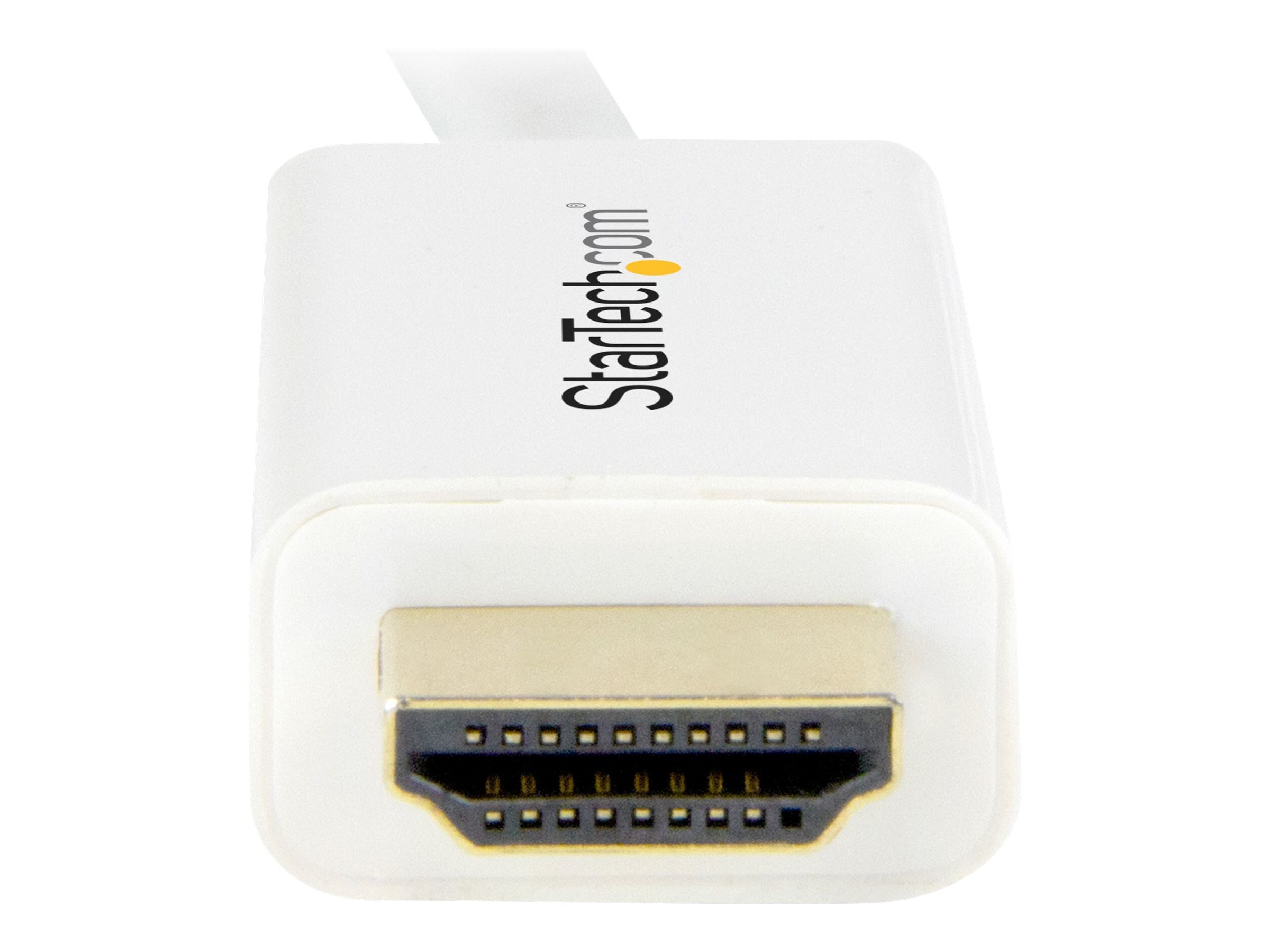 StarTech.com Câble adaptateur Mini DisplayPort vers HDMI de 2 m - Convertisseur Mini DP vers HDMI avec câble intégré - M/M - 4K - Blanc - Câble adaptateur - Mini DisplayPort mâle pour HDMI mâle - 2 m - blanc - support 4K - MDP2HDMM2MW - Accessoires pour téléviseurs