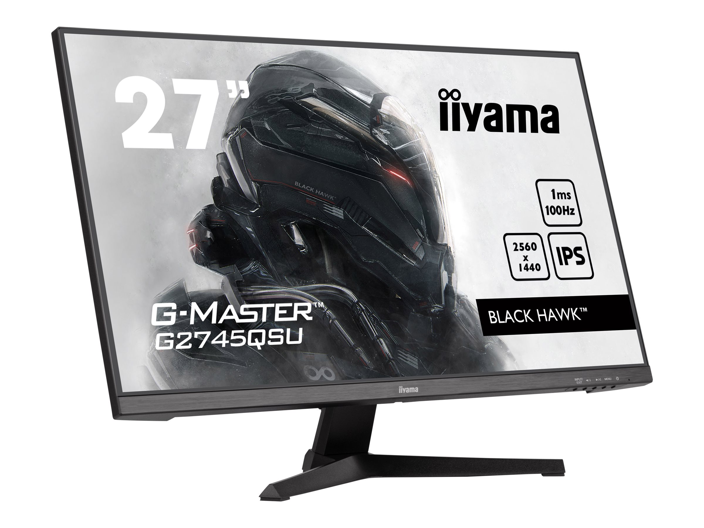 iiyama G-MASTER Black Hawk G2745QSU-B1 - Écran LED - 27" - 2560 x 1440 QHD @ 100 Hz - IPS - 250 cd/m² - 1300:1 - 1 ms - HDMI, DisplayPort - haut-parleurs - noir mat - G2745QSU-B1 - Écrans d'ordinateur