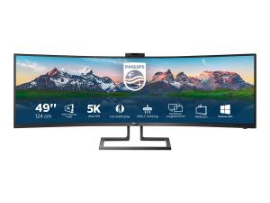 Philips Brilliance P-line 499P9H - Écran LED - incurvé - 49" (48.8" visualisable) - 5120 x 1440 Dual Quad HD @ 60 Hz - VA - 450 cd/m² - 3000:1 - DisplayHDR 400 - 5 ms - 2xHDMI, DisplayPort, USB-C - haut-parleurs - noir texturé - 499P9H/00 - Écrans d'ordinateur