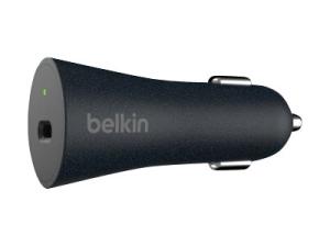 Belkin BOOST CHARGE Car Charger - Adaptateur d'alimentation pour voiture - 27 Watt - QC 4+ (24 pin USB-C) - sur le câble : USB-C - noir - F7U076BT04-BLK - Batteries et adaptateurs d'alimentation pour téléphone cellulaire