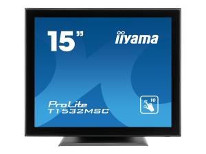 iiyama ProLite T1532MSC-B5X - Écran LED - 15" - écran tactile - 1024 x 768 XGA @ 75 Hz - TN - 370 cd/m² - 700:1 - 8 ms - HDMI, VGA, DisplayPort - haut-parleurs - noir - T1532MSC-B5X - Écrans d'ordinateur