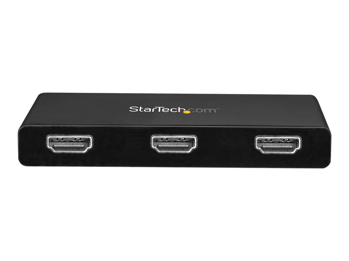StarTech.com Hub MST USB Type-C vers 3x HDMI - Splitter / répartiteur Multi Stream Transport USB-C à 3 ports HDMI - Multi-écrans - Adaptateur vidéo - 24 pin USB-C mâle pour HDMI femelle - 30 cm - noir - support 4K30Hz (3840 x 2160) - pour P/N: TB33A1C - MSTCDP123HD - Accessoires pour téléviseurs