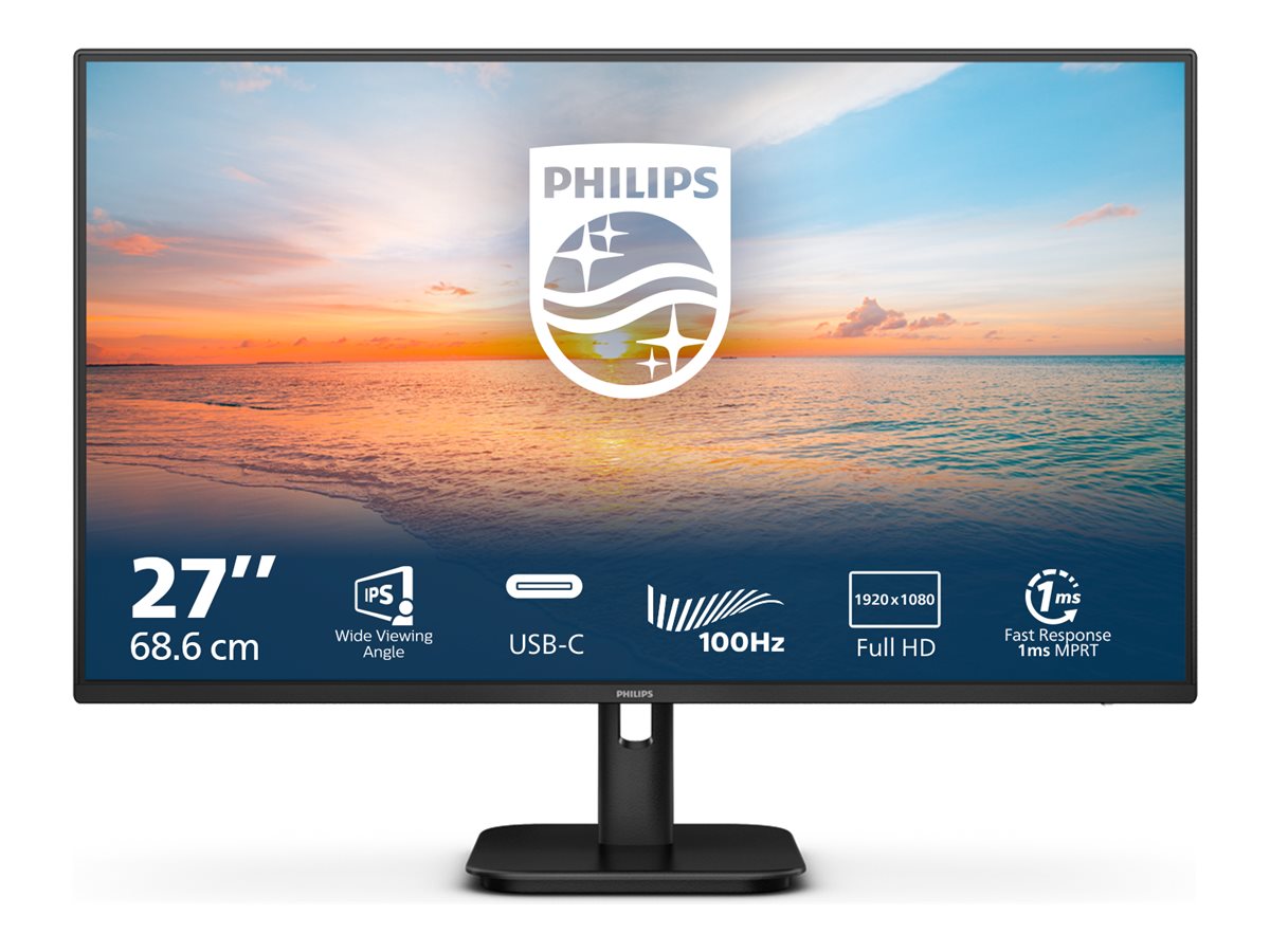 Philips 27E1N1300A - Écran LED - 27" - 1920 x 1080 Full HD (1080p) @ 100 Hz - IPS - 1300:1 - 1 ms - HDMI, USB-C - haut-parleurs - noir texturé - 27E1N1300A/00 - Écrans d'ordinateur