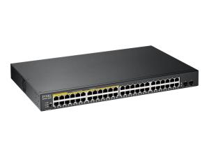 Zyxel GS1900 Series GS1900-48HPv2 - Commutateur - intelligent - 48 x 10/100/1000 (24 PoE+) + 2 x Gigabit SFP (liaison montante) - de bureau, Montable sur rack - PoE+ (170 W) - GS190048HPV2-EU0101F - Concentrateurs et commutateurs gigabit