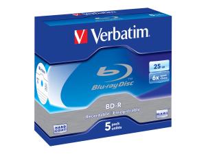 Verbatim - 5 x BD-R - 25 Go 6x - boîtier CD - 43715 - Disques Blu-ray