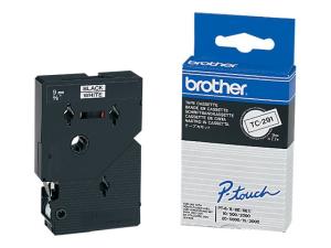 Brother - Noir, blanc - Rouleau (0,9 cm) 1 cassette(s) ruban laminé - pour P-Touch PT-15, PT-20, PT-2000, PT-3000, PT-500, PT-5000, PT-6, PT-8, PT-8E - TC291 - Rouleaux de papier