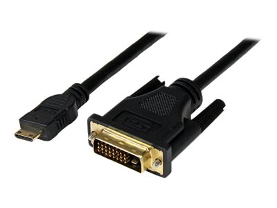 StarTech.com Câble Adaptateur Mini HDMI® vers DVI-D M/M pour Tablet et Caméra - 1x Mini HDMI (Type C) Mâle, 1x DVI-D (18+1) Mâle - 1 m - Câble adaptateur - DVI-D mâle pour 19 pin mini HDMI Type C mâle - 1 m - blindé - noir - pour P/N: MSTCDP122HD - HDCDVIMM1M - Câbles HDMI