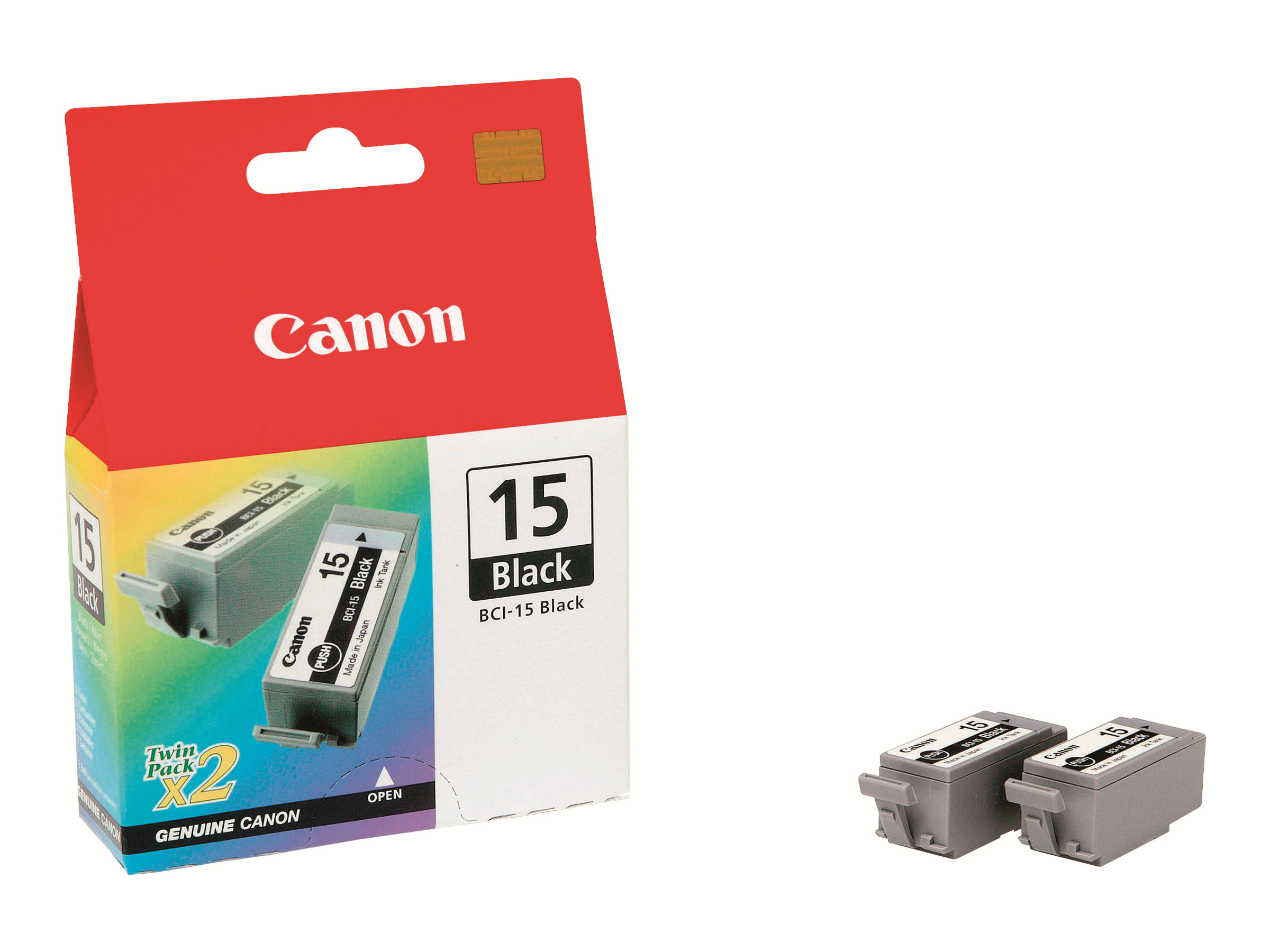 Canon BCI-15 - Pack de 2 - noir - original - réservoir d'encre - pour i70, 80; PIXMA iP90, iP90v - 8190A002 - Cartouches d'encre Canon