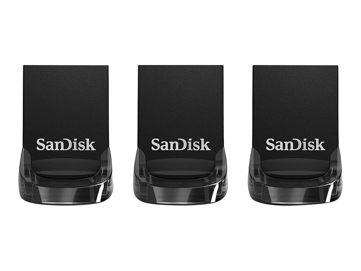 SanDisk Ultra Fit - Clé USB - 32 Go - USB 3.1 - noir (pack de 3) - SDCZ430-032G-G46T - Lecteurs flash