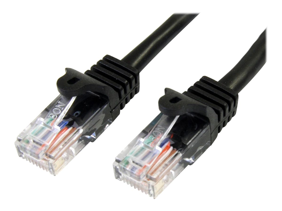 StarTech.com Câble réseau Cat5e UTP sans crochet de 2 m - Cordon Ethernet RJ45 anti-accroc - Câble patch - M/M - Noir - Cordon de raccordement - RJ-45 (M) pour RJ-45 (M) - 2 m - UTP - CAT 5e - moulé, sans crochet - noir - 45PAT2MBK - Câbles à paire torsadée