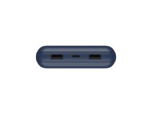 Belkin BOOST CHARGE - Banque d'alimentation - 20000 mAh - 15 Watt - 3 connecteurs de sortie (USB, 24 pin USB-C) - sur le câble : USB-C - bleu - BPB012BTBL - Banques d'alimentation